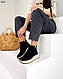 Жіночі чорні черевики натуральна замша на бежевій підошві з ланцюгами Демі, фото 6
