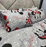 Комплект полуторноі бавовняноі постільної білизни Бязь Голд з Минни Маус, фото 3