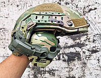 Тактические наушники Walker's Multicam + крепление чебурашки Активные наушники Волкерс мультикам на шлем