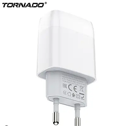 Мережевий зарядний пристрій Tornado TD-16 (2USB/2.4A/1м) +USB кабель Type-C- білий, фото 3