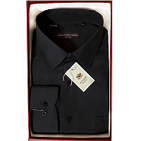 Рубашка мужская Salvatore Russo vd-0033 чёрная однотонная классическая с длинным рукавом XXL