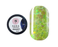 Гель для ногтей Saga Professional Galaxy Glitter №14 салатовый , 8 мл