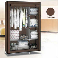 Матерчатый легкий портативный тканевый шкаф для одежды двухсекционный, Каркасные шкафы из ткани