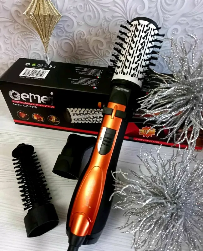 Вращающийся фен расческа с насадками Gemei GM-4828 воздушный стайлер для укладки волос - фото 3 - id-p1921301560