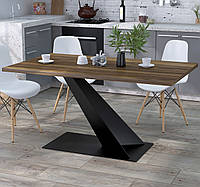 Стол обеденный на опоре под углом прямоугольный Сван Loft Design 150х90 в гостиную, столовую, обеденную зону Орех Модена