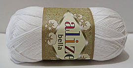 Нитки пряжа для в'язання бавовняна BELLA Белла 100 від ALIZE Алізе № 55 - білий