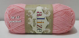Нитки пряжа для в'язання бавовняна BELLA Белла 100 від ALIZE Алізе № 32 - рожевий