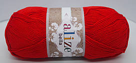 Нитки пряжа для в'язання бавовняна BELLA Белла 100 від ALIZE Алізе № 56 - червоний