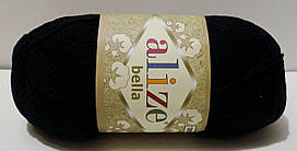 Нитки пряжа для в'язання бавовняна BELLA Белла 100 від ALIZE Алізе № 60 - чорний