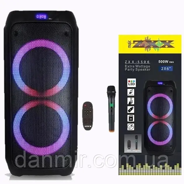 Потужна акустична система з підсвічуванням ZXX-5506 Колонка з Bluetooth та мікрофоном