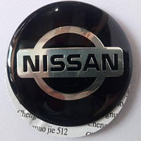 Наклейки на диски 65 мм NISSAN алюминий (хромированный лого на черном фоне) к-т 4 шт. STARLEKS