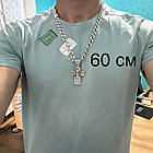 Чоловічий масивний хрест та ланцюжок бісмарк 70 г комплект срібло чорнене 925 проба, фото 9