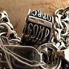 Чоловічий масивний хрест та ланцюжок бісмарк 70 г комплект срібло чорнене 925 проба, фото 10