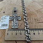 Чоловічий масивний хрест та ланцюжок бісмарк 70 г комплект срібло чорнене 925 проба, фото 4