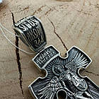 Чоловічий масивний хрест та ланцюжок бісмарк 70 г комплект срібло чорнене 925 проба, фото 5