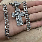 Чоловічий масивний хрест та ланцюжок бісмарк 70 г комплект срібло чорнене 925 проба, фото 3