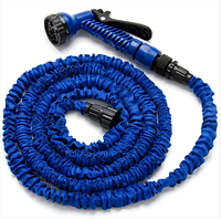 Гибкий универсальный поливочный шланг X-HOSE 7,5 m,Синий,Растягивающийся чудо-шланг для полива огорода,QWE
