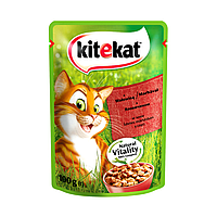 Влажный корм для кошек Kitekat с говядиной в соусе 85 г (148483-12)