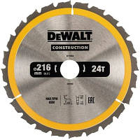 Диск пильный DeWALT CONSTRUCTION 216 х 30 мм, 24z (ATB) - 5 градусов (DT1952) - Вища Якість та Гарантія!