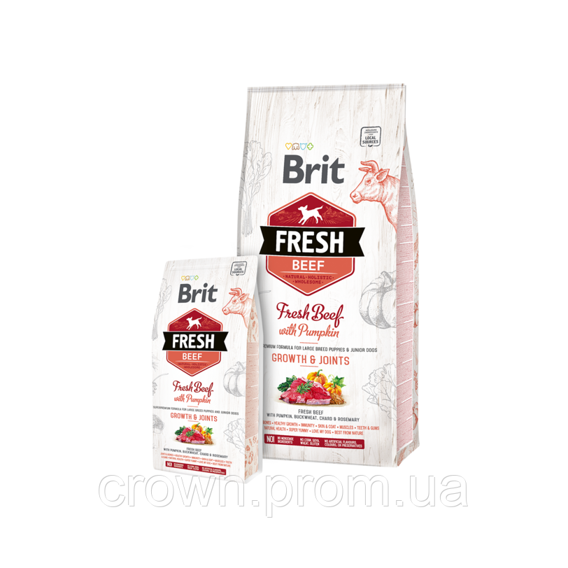 Сухий корм для цуценят Brit Fresh Beef with Pumpkin Puppy Groupth & Joints 12 кг (132815-12)