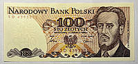 Банкнота Польщі 100 златих 1986 р. UNC