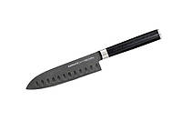 Нож кухонный Сантоку с желобчатой линией лезвия, 138 мм, Samura "Mo-V Stonewash" (SM-0093B) KT-22