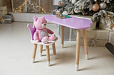Дитячий столик хмарка та стільчик коронка фіолетовий. Столик для ігор, занять, їжі, фото 3