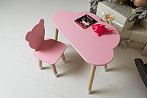 Дитячий столик хмарка і стільчик ведмежа рожевий. Столик для ігор, занять, їжі, фото 2