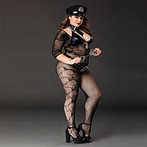 Костюм поліцейської JSY « Фрау Марта » Plus Size Black, ремінь, кепка, наручники, краватка, фото 5
