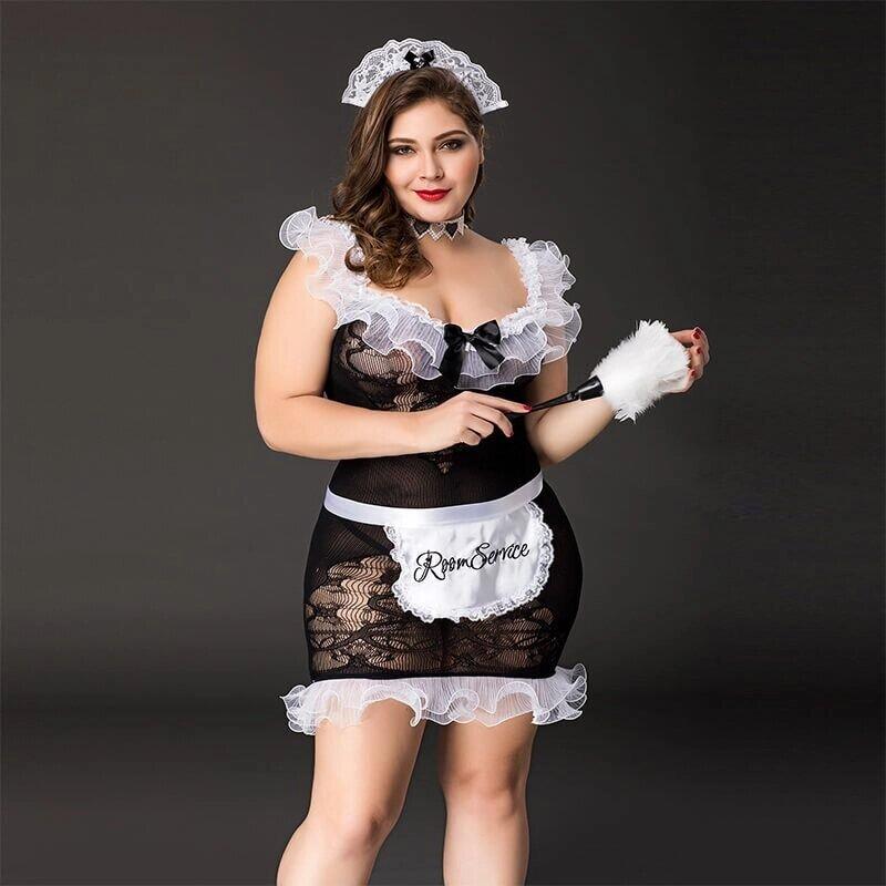 Костюм покоївкою JSY « Послушна Ельма » Plus Size Black, плаття, фартух, головний убір покоївки