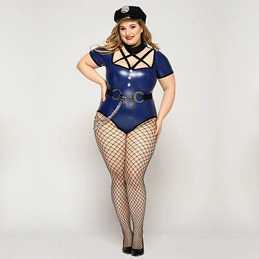 Еротичний костюм поліцейської JSY « Шаловлива Кетт » Plus Size, blue, боді, головний убір поліцейсько, фото 1