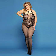 Сітчастий бодістокінг JSY « Відверта Мадлен » Plus Size, Black, імітація боді, мереживо, доступ, фото 4