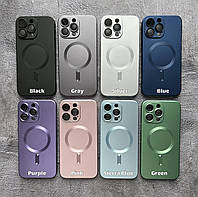 Матовый силиконовый чехол с MagSafe на iPhone 12 Pro Max + защита камер