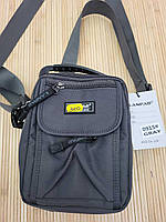 Сумочка среднего размера из плащевки на длинном ремне, повседневная мужская сумка 19.5×15×6см 150.0, Серый, 60.0