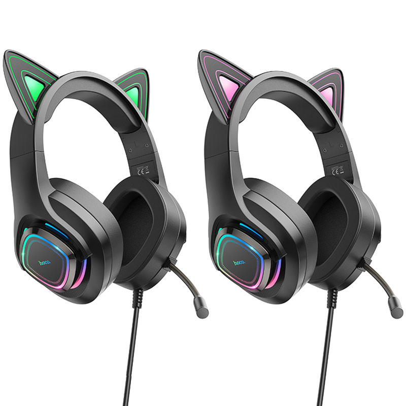 Накладні навушники Hoco W107 Cute cat (USB+3.5mm/2m)