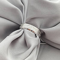 Серебряное обручальное кольцо с родированием Американка, обручальное кольцо из серебра с узором