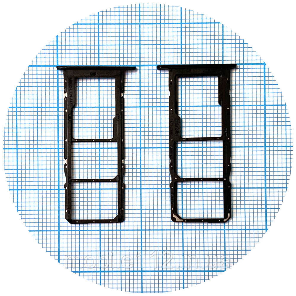 Тримач SIM карти Huawei P Smart 2021, Y7a чорний на 2 SIM + Micro SD, фото 1