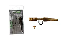 Безопасная клипса c фиксатором Carp Pro Metallic Lead Clips + Tail Rubbers Camo (5 шт/уп)