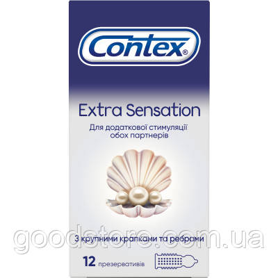 Презервативи Contex Extra Sensation з великими крапками та ребрами 12 шт. (5052197051506)