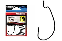 Крючки Owner J-Light Worm Hook 5109 №1 (6 шт/уп) Black chrome