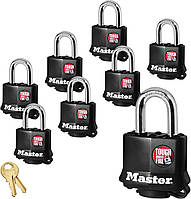 8 Pack Master Lock (8) Навесные замки с одинаковыми ключами и термопластичным покрытием 311KA8