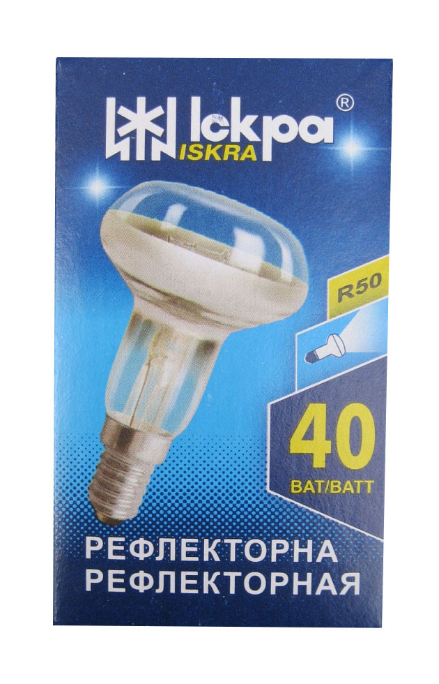 Лампа розжарювання рефлекторна R50 Е14 40 Вт (ДЗК) у коробочці "Іскра" Львів