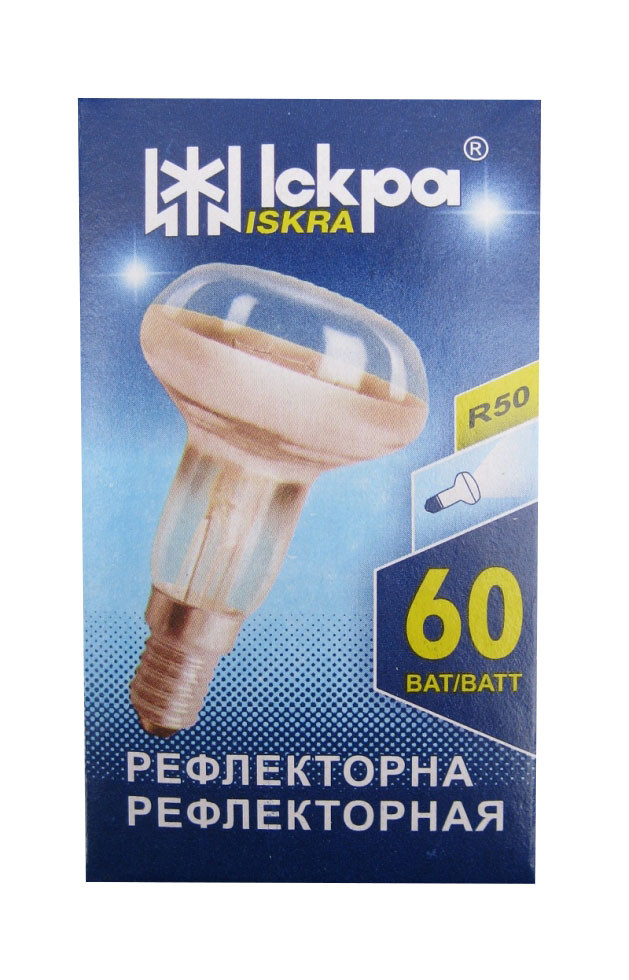 Лампа розжарювання R50 рефлекторна 60 Вт Е14 (ДЗК) в коробочці "Іскра" Львів