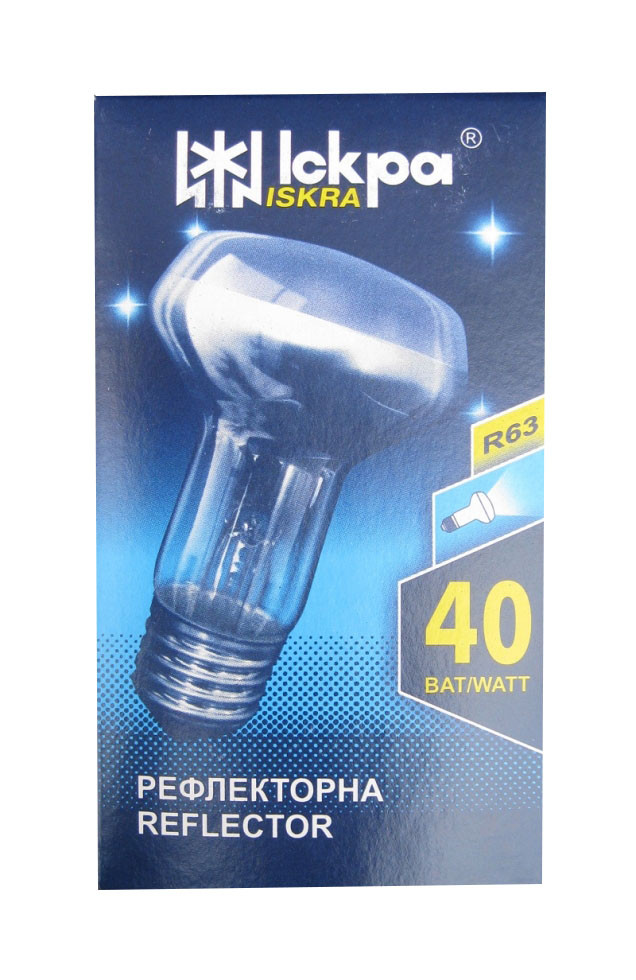 Лампа розжарювання рефлекторна R63 Е27 40 Вт (ДЗК) у коробочці "Іскра" Львів