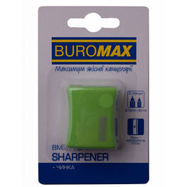 Точилка Buromax ALFA, RUBBER TOUCH з контейнером 2 отвори (BM.4778-1) - оригінал
