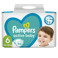 Оригінал! Подгузники Pampers Active Baby Giant Размер 6 (13-18 кг) 56 шт (8001090950130) | T2TV.com.ua