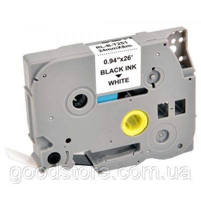 Стрічка для принтера етикеток UKRMARK RL-B-T251P-BK/WT, аналог TZE251. 24 мм х 8 м (CBTZ251)