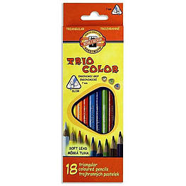 Олівці кольорові Koh-i-Noor 3133 Triocolor, 18 шт., set of triangular coloured pencils (3133018004KS)
