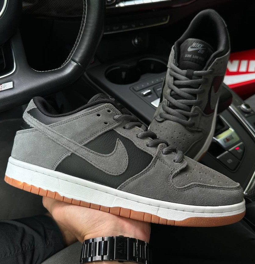 Чоловічі кросівки Nike SB Dunk Low весна осінь демісезонні (сірі з чорним). Живе фото. Данки найк, фото 1
