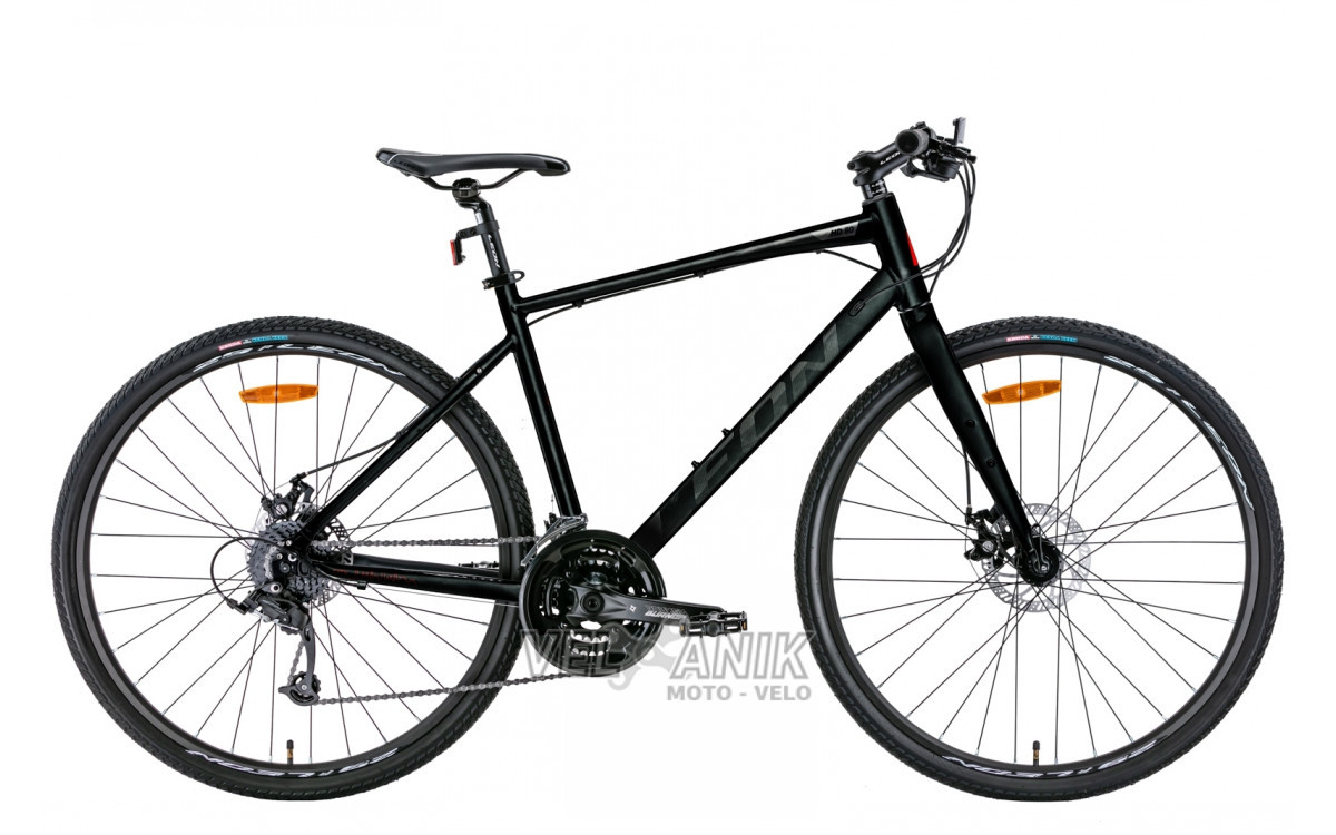 Велосипед 28" LEON HD-80 DD (рама 21") чорно-білий з червоним